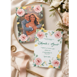 Convite Casamento Rosa e Limão com Toque Mediterrâneo