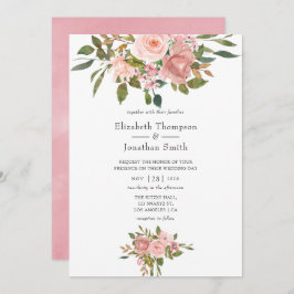 Convite Casamento Rosa e Rosa Esbranquiçado