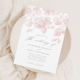 Convite Casamento Rosa em Grafia Floral Elegante