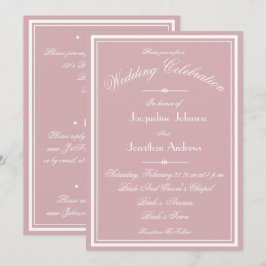 Convite Casamento Rosa Empoeirado Branco Script Tudo Em Um