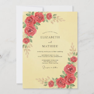 Convite Casamento Rosa Escarlate com Buttercream