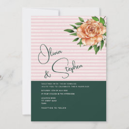 Convite Casamento Rosa Esmeralda Flor de Pêssego