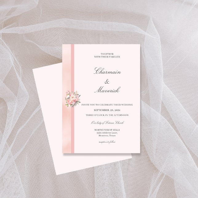 Convite Casamento Rosa Floral (Criador carregado)