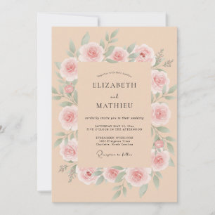 Convite Casamento Rosa Gracioso Pêssego