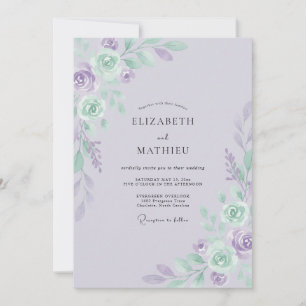 Convite Casamento Rosa Hortelã Azul-Marinho