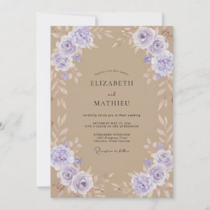Convite Casamento Rosa Lavanda Bege
