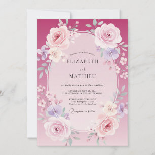 Convite Casamento Rosa Lilás Magenta