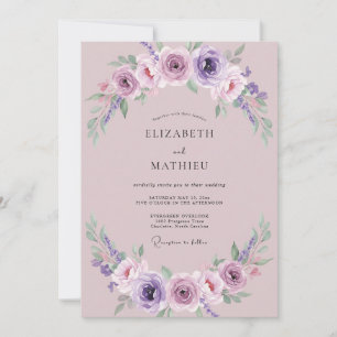 Convite Casamento Rosa Lilás Malva