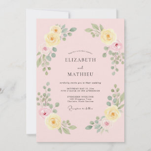 Convite Casamento Rosa Limão Pálido