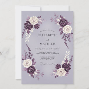 Convite Casamento Rosa Luxuoso Ameixa