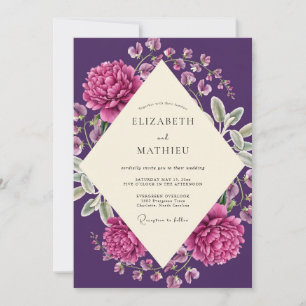 Convite Casamento Rosa Magenta Ameixa