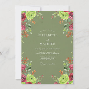 Convite Casamento Rosa Magenta Oliva