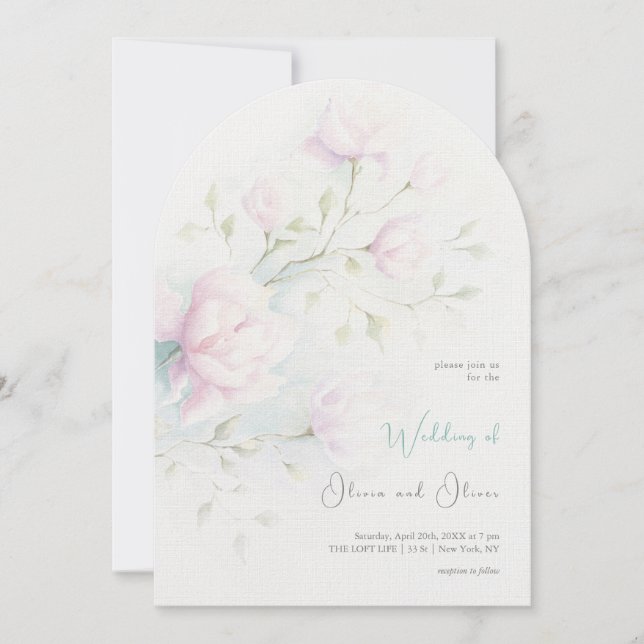 Convite Casamento Rosa Magnolia (Frente)