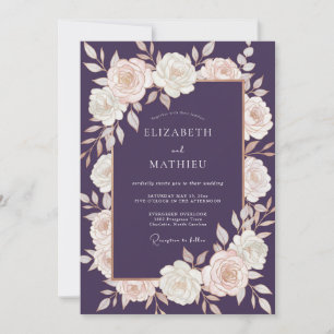 Convite Casamento Rosa Marfim Ameixa