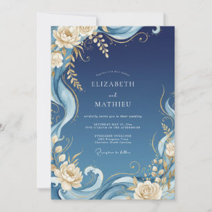 Convite Casamento Rosa Marfim Meia-Noite
