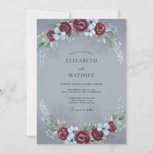 Convite Casamento Rosa Marrom Ardósia