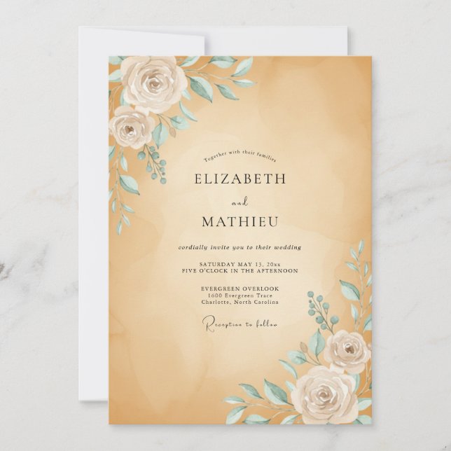 Convite Casamento Rosa Menta Ocre (Frente)