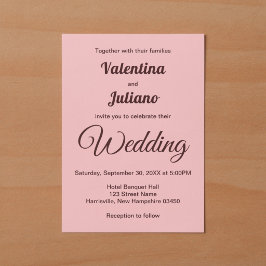 Convite Casamento Rosa Minimalista Com Texto Burgundy Escu