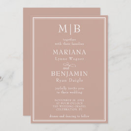 Convite Casamento Rosa Minimalista Moderno