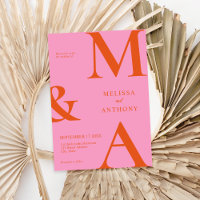 Casamento Rosa Minimalista Moderno e Laranja