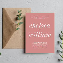 Convite Casamento Rosa Minimalista Verdadeiro Simplicidade