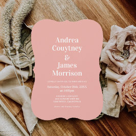 Convite Casamento Rosa Moderno