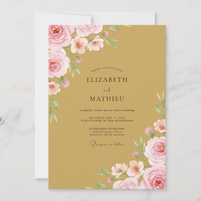 Convite Casamento Rosa Ochre (Frente)