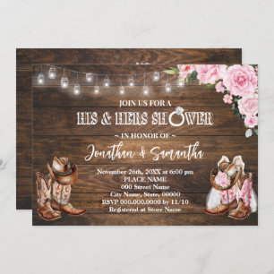 Convite Casamento rosa ocidental do seu e do seu Chá Barn