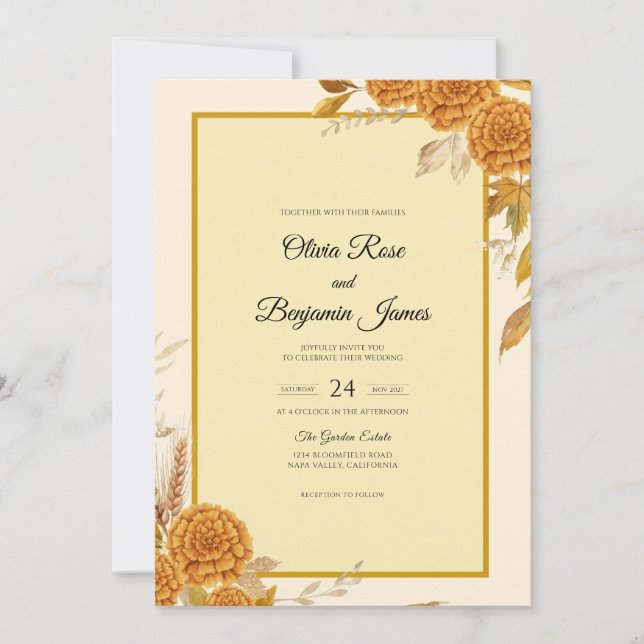 Convite Casamento Rosa Ocre Mel (Frente)