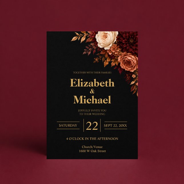 Convite Casamento Rosa Ouro Preto (Criador carregado)