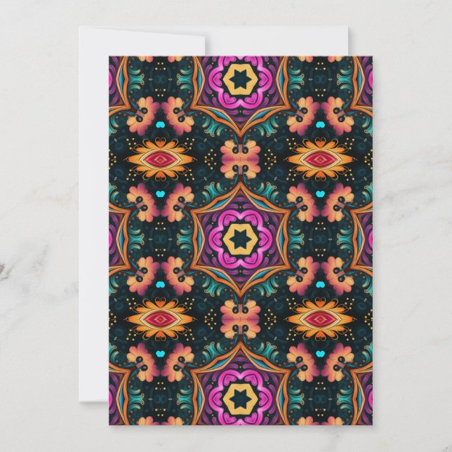 Convite Casamento Rosa Paisley (Frente)