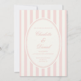Convite Casamento Rosa Pastel Personalizado com Listras