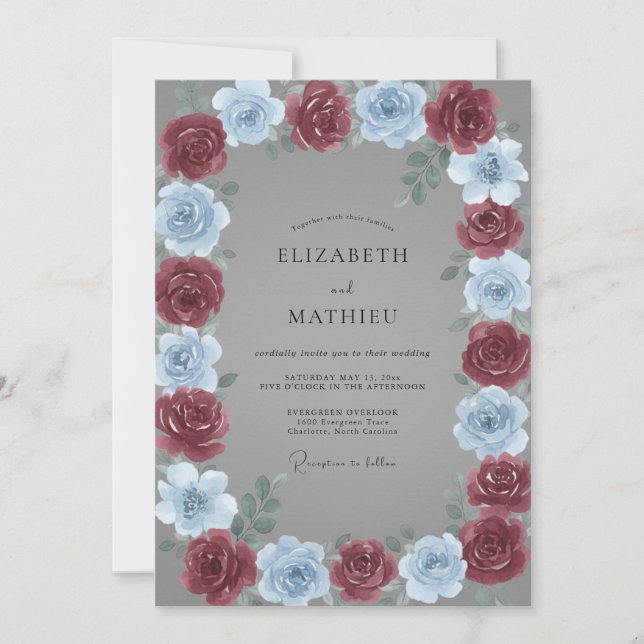 Convite Casamento Rosa Periwinkle Marrom (Frente)