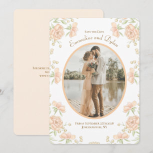 Convite Casamento Rosa Pêssego Salvar a Data
