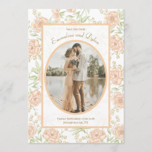 Convite Casamento Rosa Pêssego Salve a Data