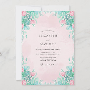 Convite Casamento Rosa Pétala de Hortelã