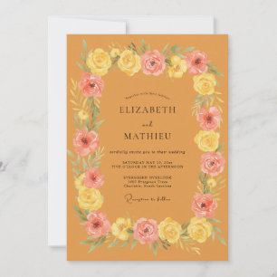 Convite Casamento Rosa Pétala Ócre