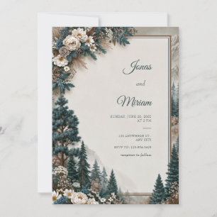 Convite Casamento Rosa Pine Azul
