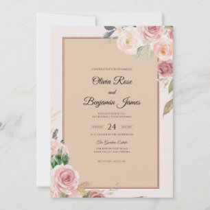 Convite Casamento Rosa Pintada com Champanhe