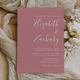Convite Casamento Rosa Po dusty com Letra Moderna