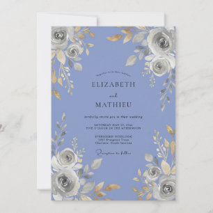 Convite Casamento Rosa Prata Periwinkle