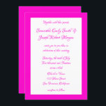 Convite Casamento Rosa Quente e Branco<br><div class="desc">Fundo de cor sólida rosa-claro com um retângulo branco. Coordene suas cores com sua paleta de casamento. Bonito tom de rosa quente. Crie seu convite de casamento com bonito letra cursiva de caligrafia.</div>