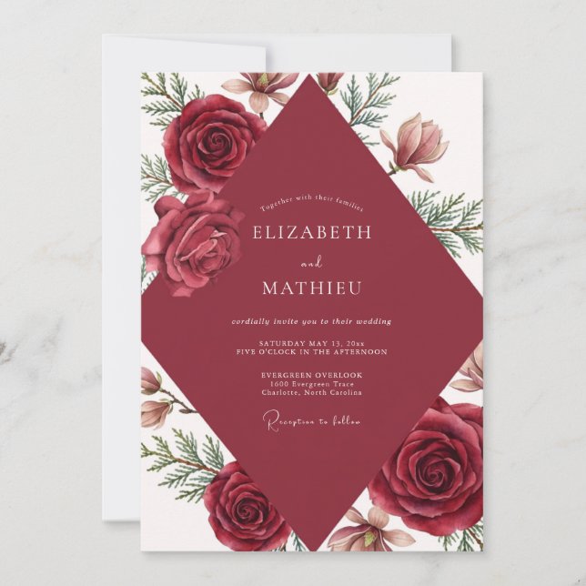 Convite Casamento Rosa Quente Marrom (Frente)