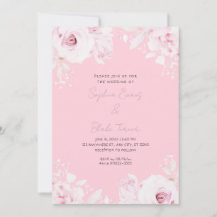 Convite Casamento Rosa Romântico Rosas de Verão Pastel Ros
