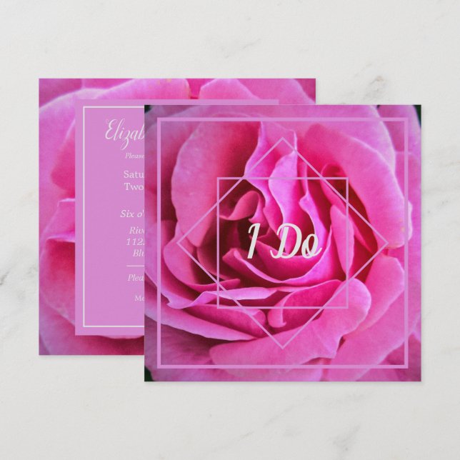 Convite Casamento Rosa Rosa (Frente/Verso)