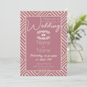 Convite Casamento Rosa-Rosa-Mauve Africano Tribal