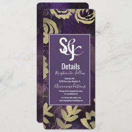 Convite Casamento Rosa Roxo-Dourado do Jardim Floral Botân