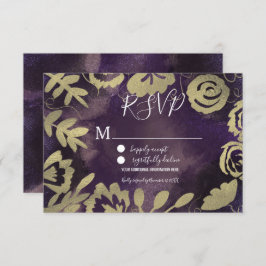 Convite Casamento Rosa Roxo-Dourado do Jardim Floral Botân