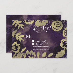 Convite Casamento Rosa Roxo-Dourado do Jardim Floral Botân