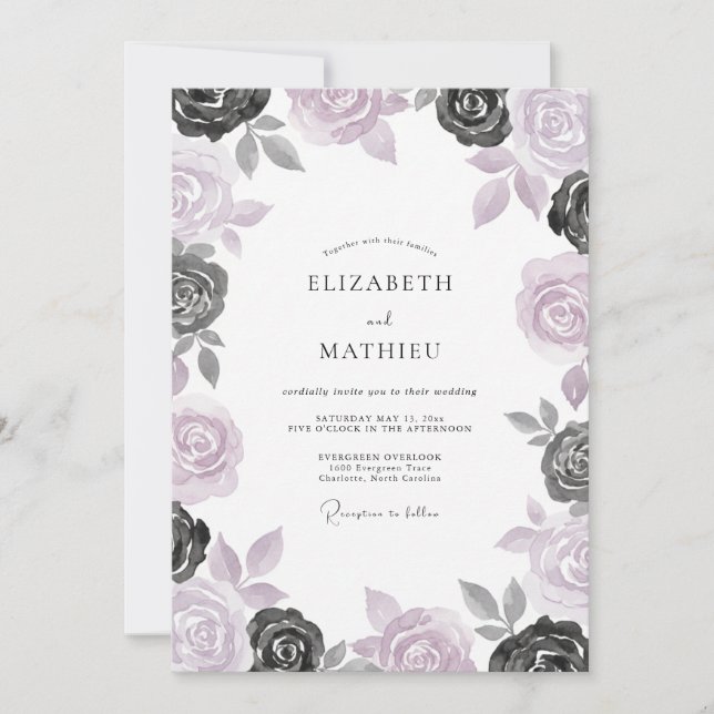 Convite Casamento Rosa Slate Orquídea (Frente)